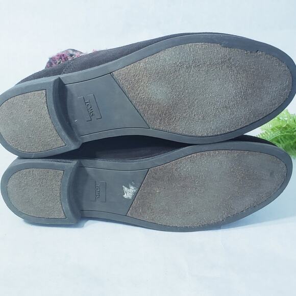 TOMS Serra Dark Brown Suede Textile Boots Booties SIZE 10 Brown Multicolor - Picture 9 of 10